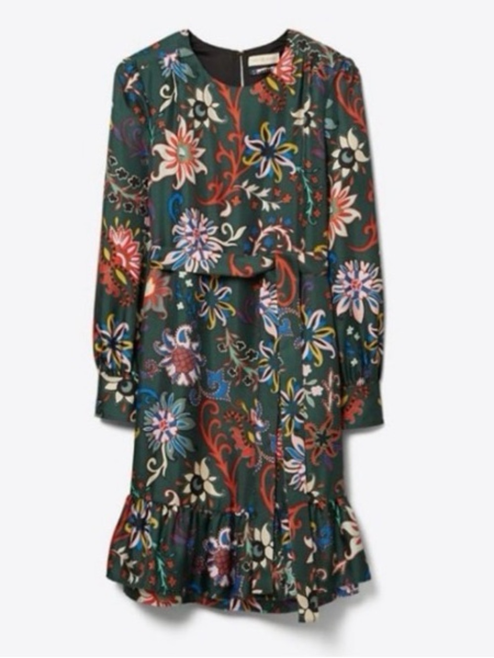 Tory Burch Printed Silk Twill Dress in Black Mountain Floral Size 00